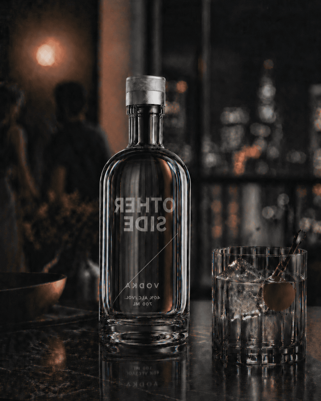 Other Side Vodka — монохромный пакшот бутылки